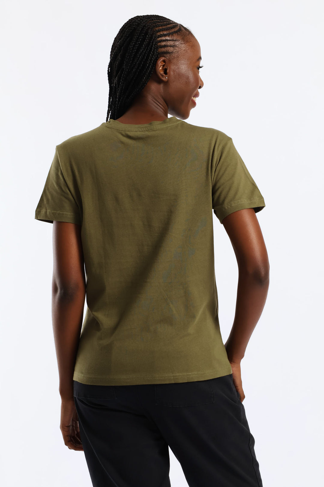 Line Art Flower Tee - Dark Fatigue