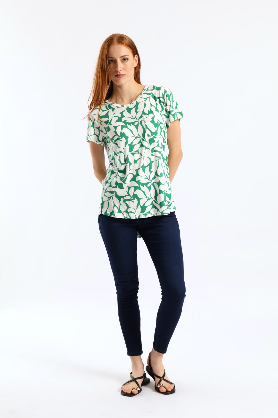 Print Pocket Tee - White/Green