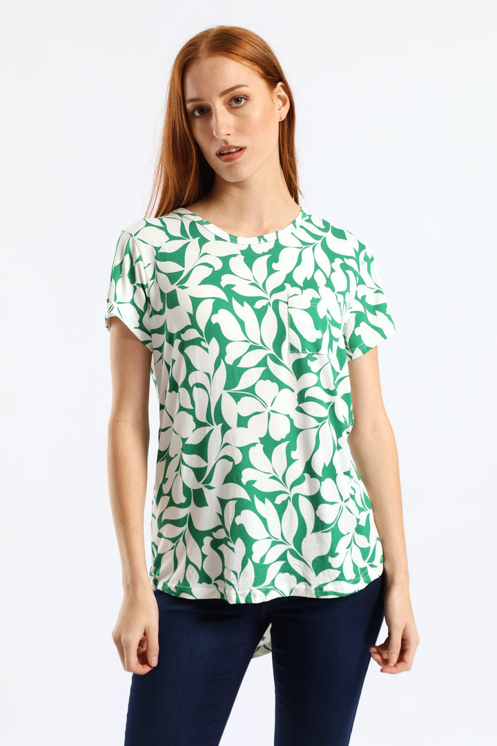 Print Pocket Tee - White/Green