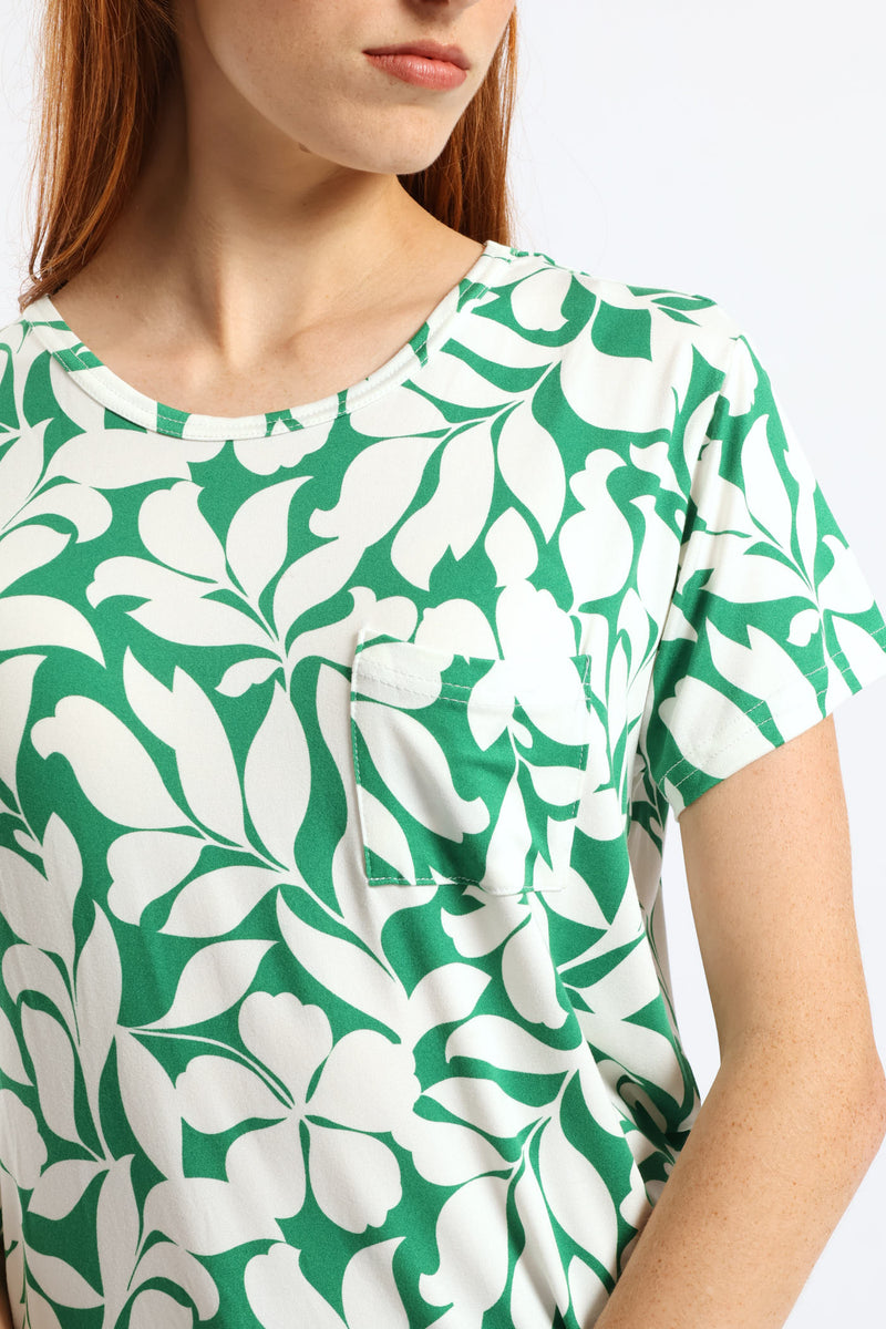 Print Pocket Tee - White/Green