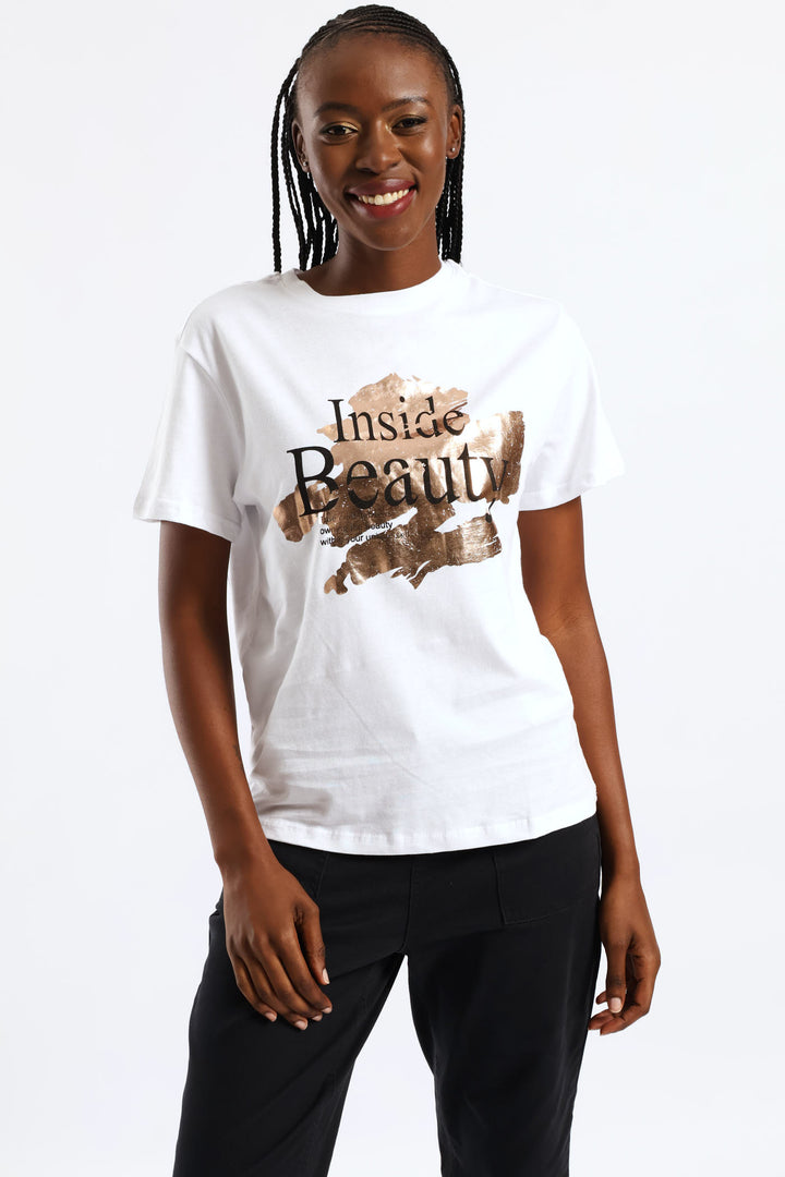 Inside Beauty Foil Tee - White