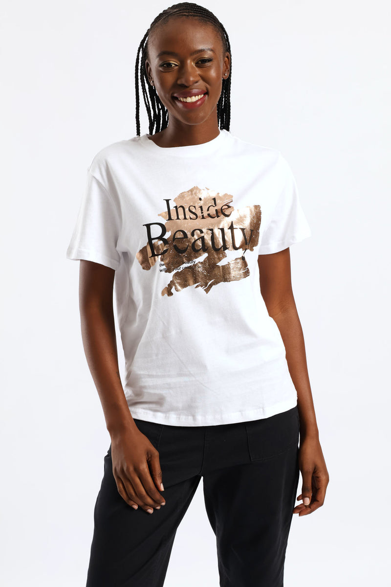Inside Beauty Foil Tee - White