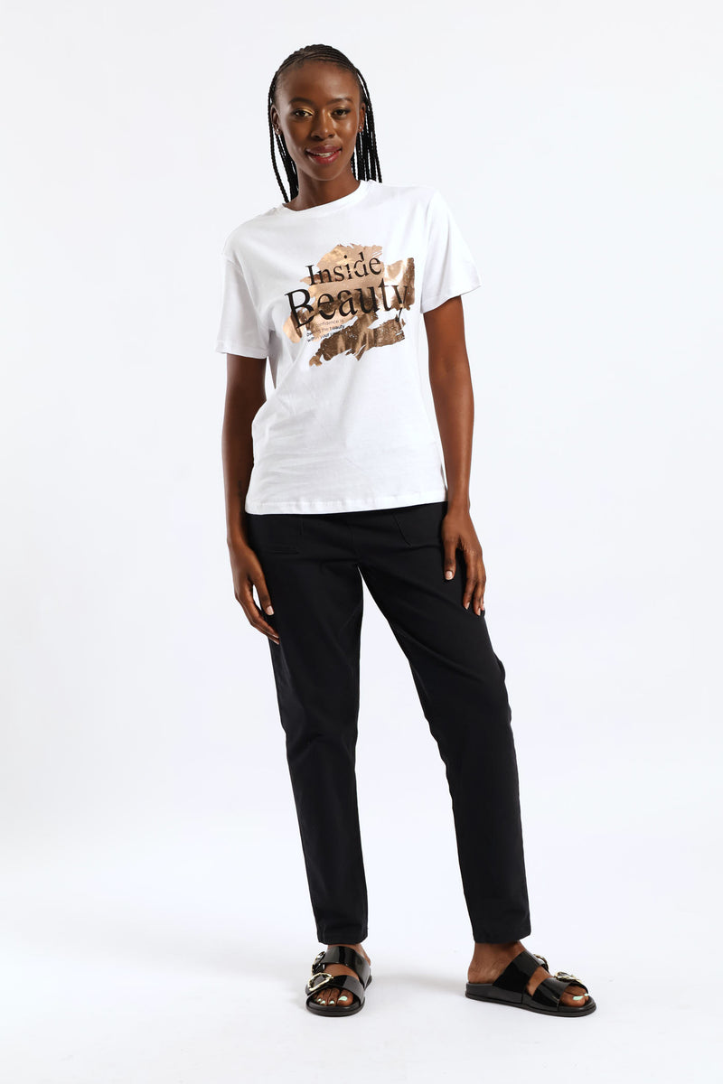 Inside Beauty Foil Tee - White