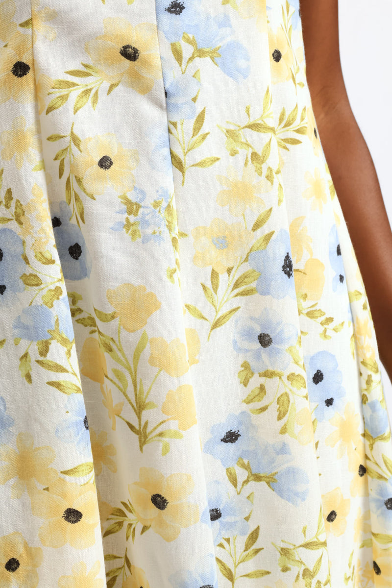 Panelled Floral Skater Dress - Lilac