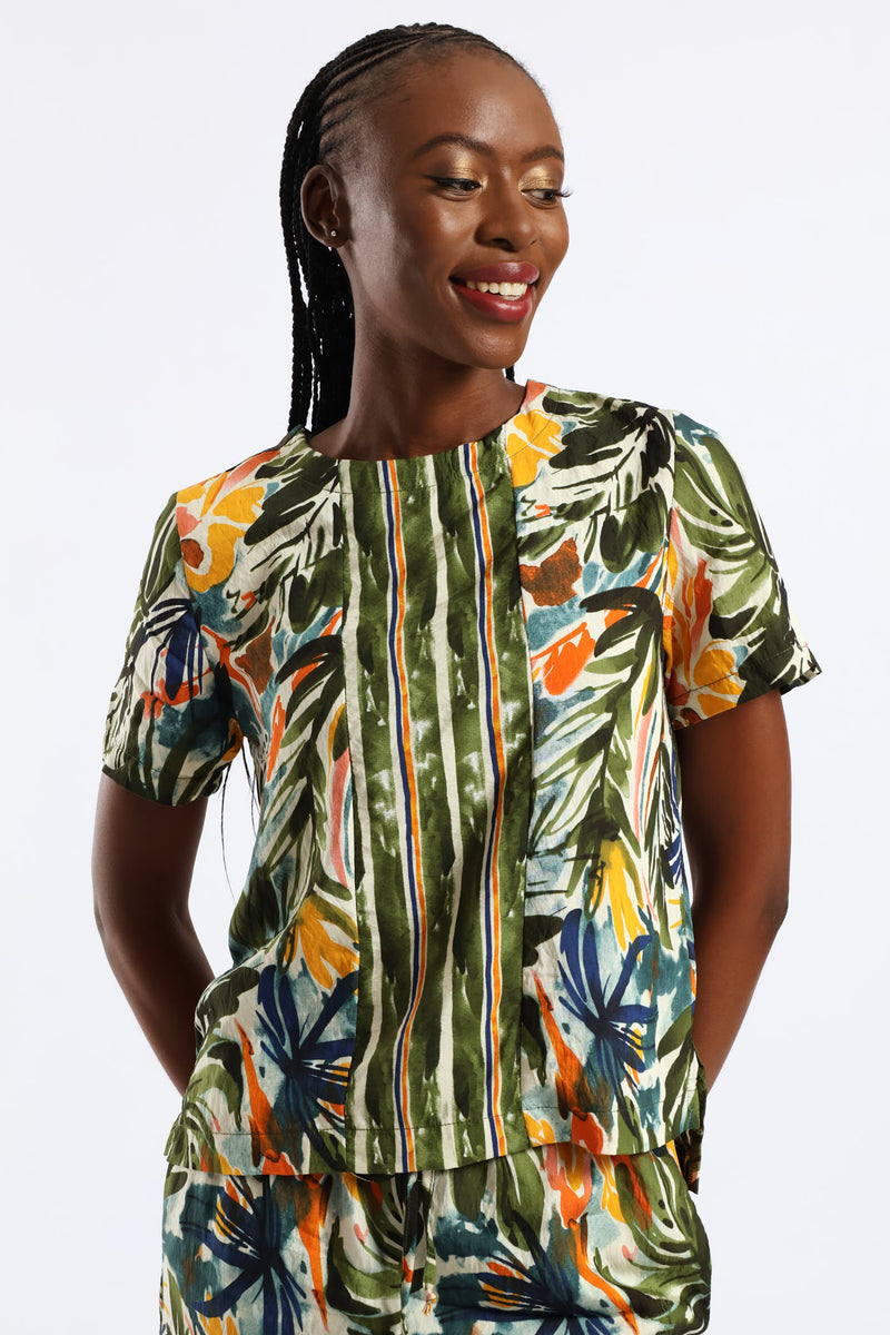 Print Shell Tee - Sage