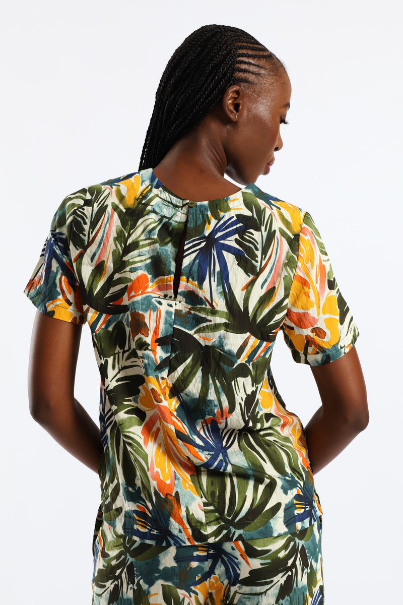 Print Shell Tee - Sage