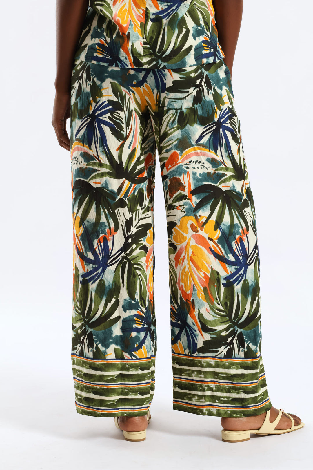 Pull On Print Wideleg Pant - Sage