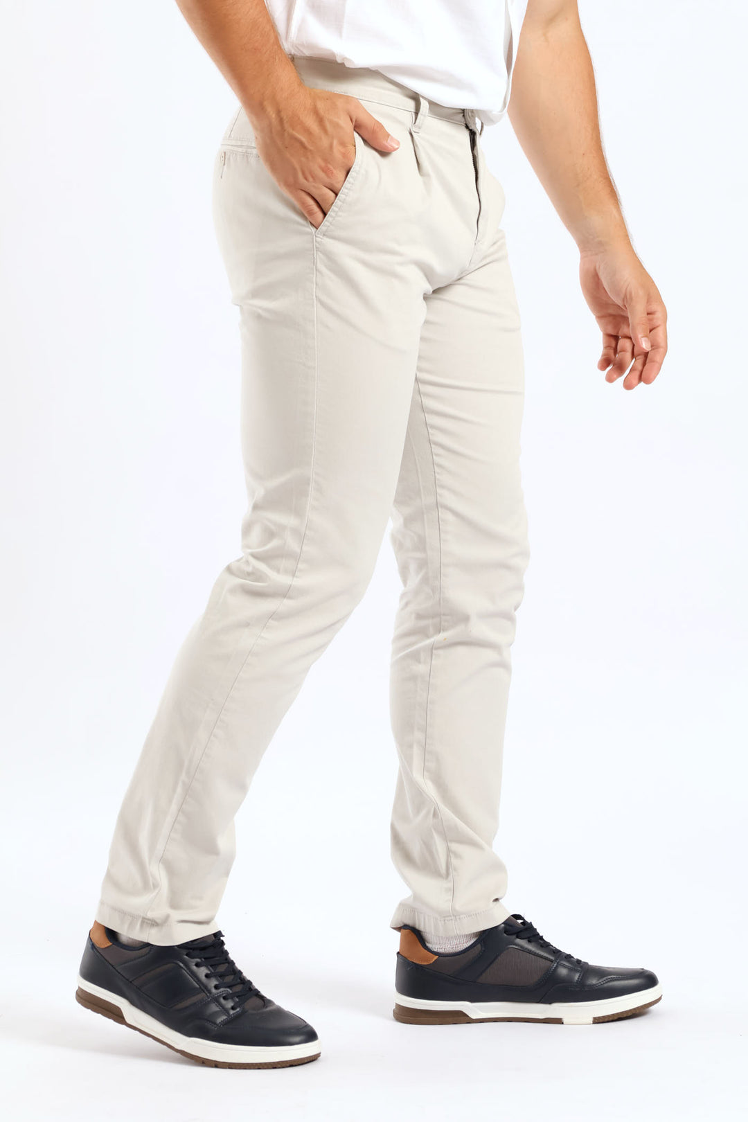 Pleated Chino - Light Stone