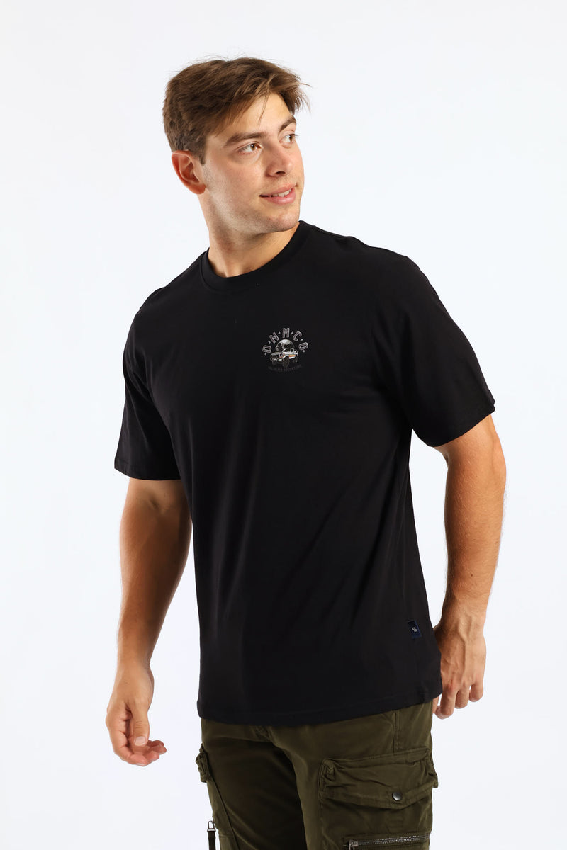 Truck N Skull Front & Back Print Tee - Black