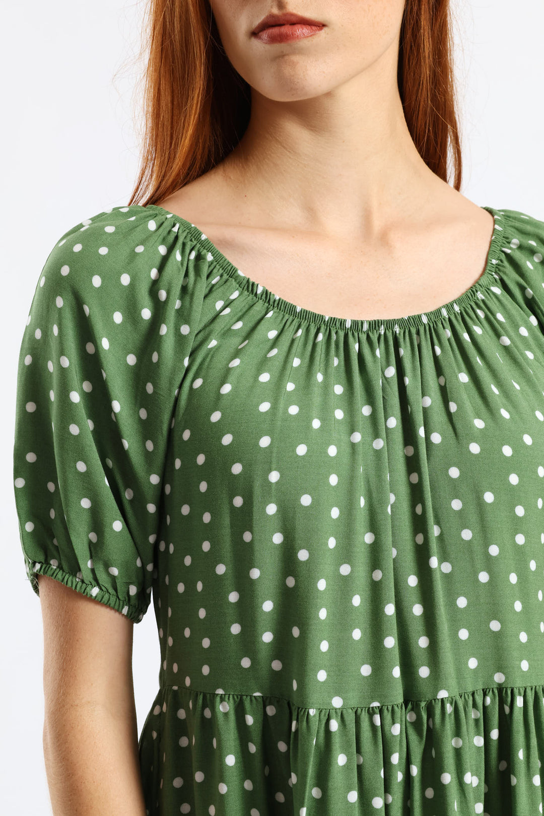 Tiered Gypsy Mini Dress - Eucalyptus Green