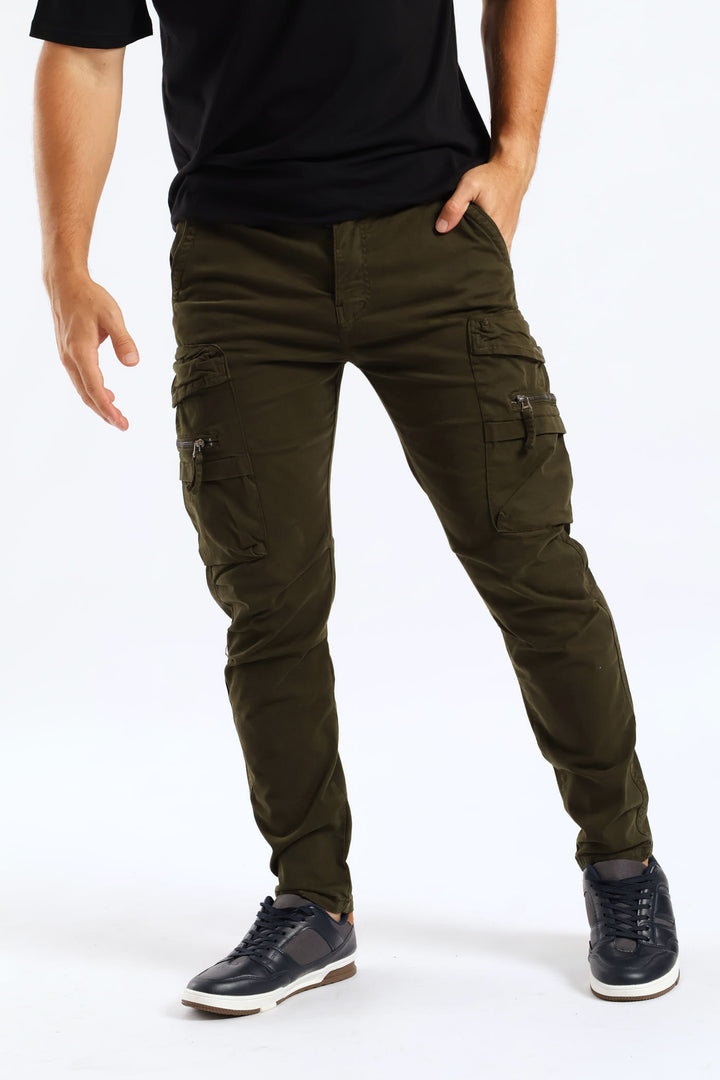 Elasticated Cargo Pant - Olive