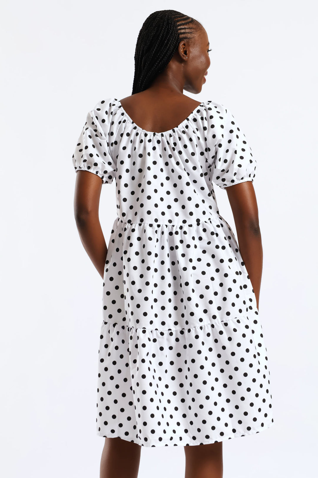 Tiered Gypsy Mini Dress - White/Black