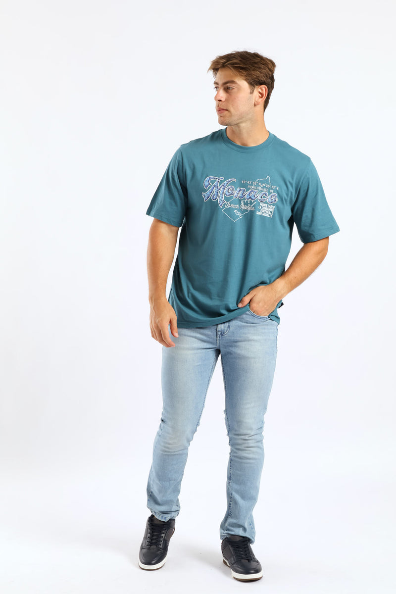Monaco Print Tee - Teal