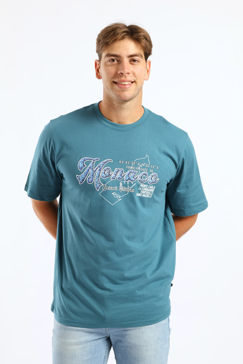 Monaco Print Tee - Teal