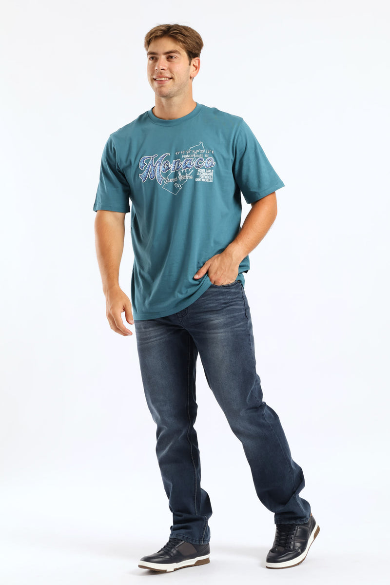 Creased Straight Denim - Black/Blue