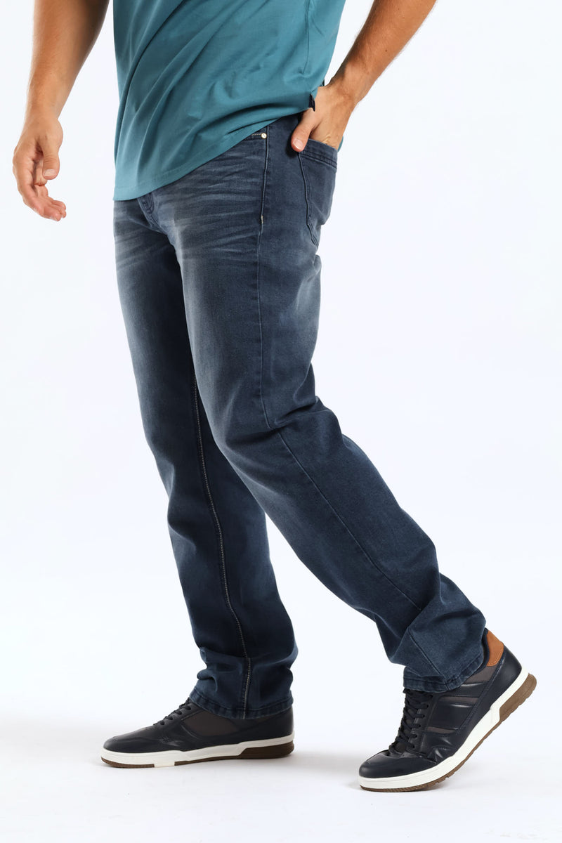 Creased Straight Denim - Black/Blue