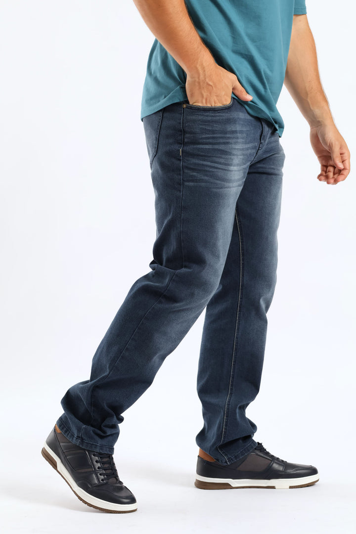 Creased Straight Denim - Black/Blue