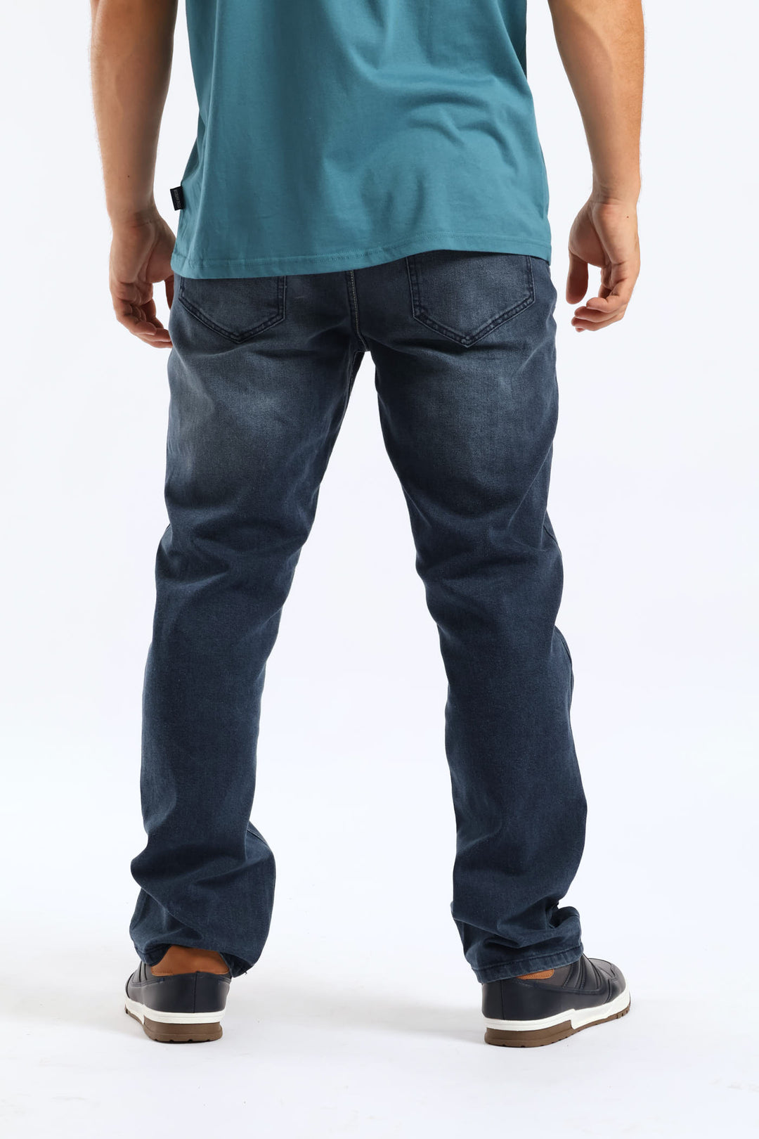 Creased Straight Denim - Black/Blue