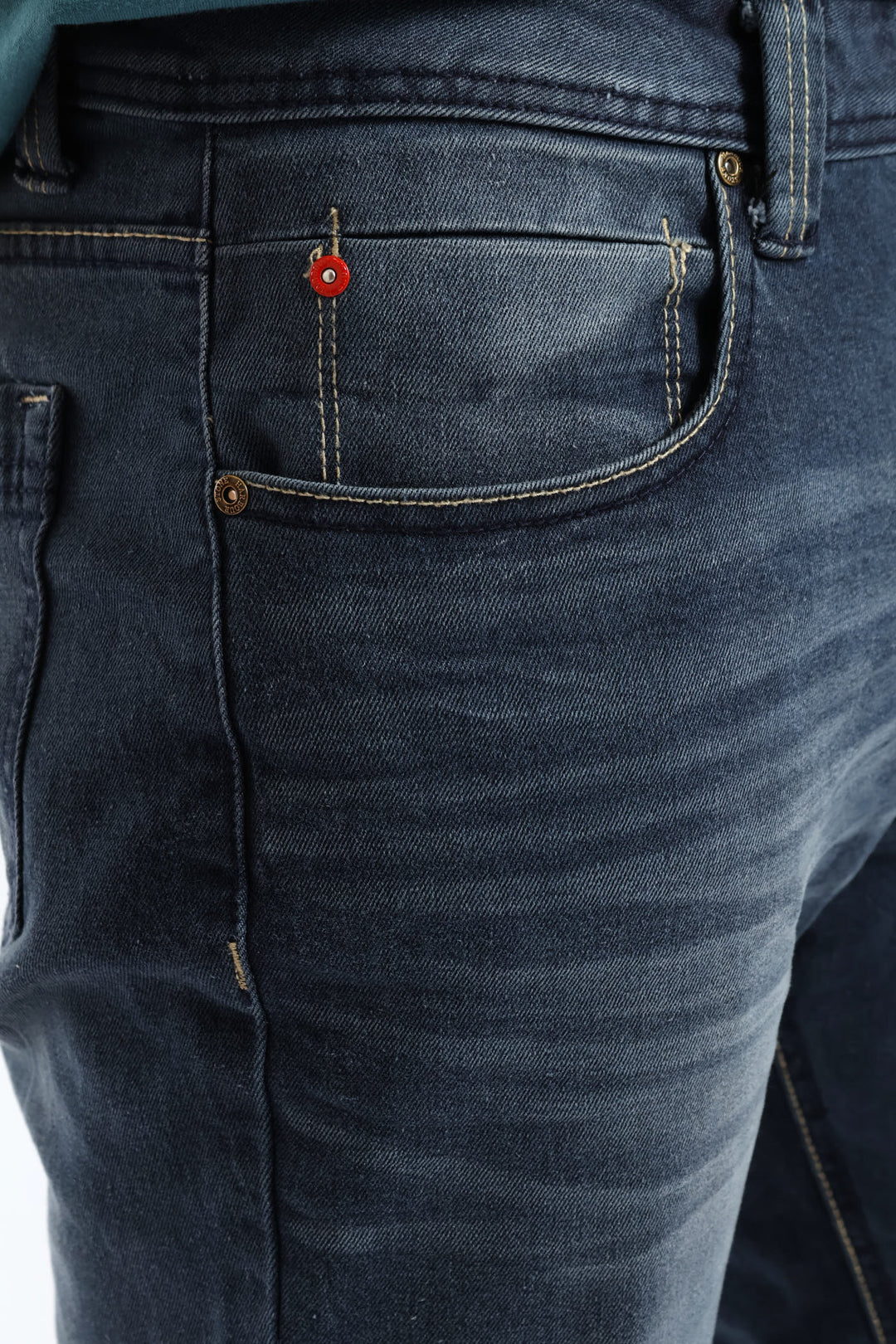 Creased Straight Denim - Black/Blue