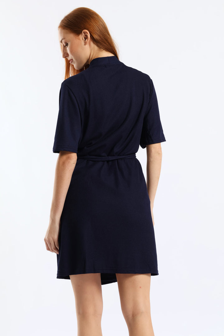 Waffle Knit Gown - Navy