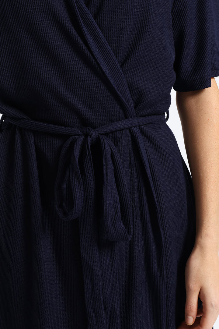 Waffle Knit Gown - Navy