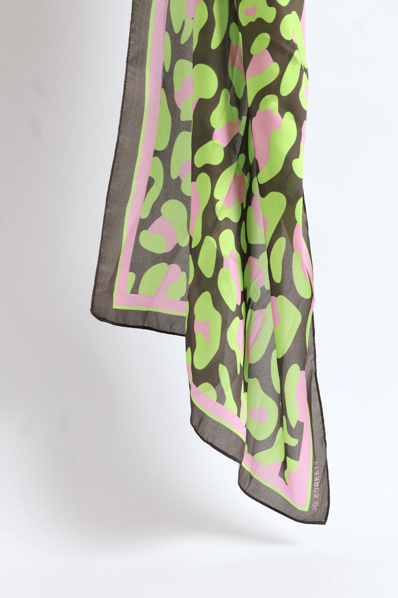 Silk Touch Bright Leopard Scarf - Chartreuse