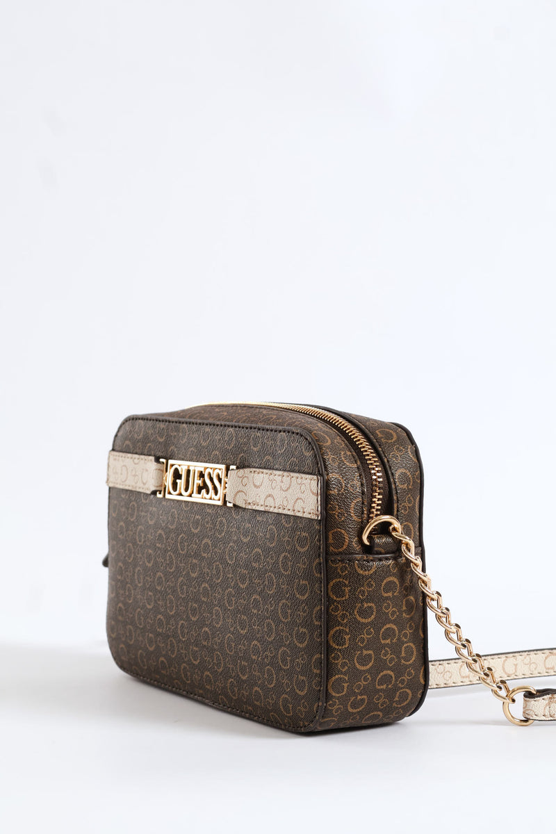 Perrez Mini Crossbody Top Zip Purse - Brown