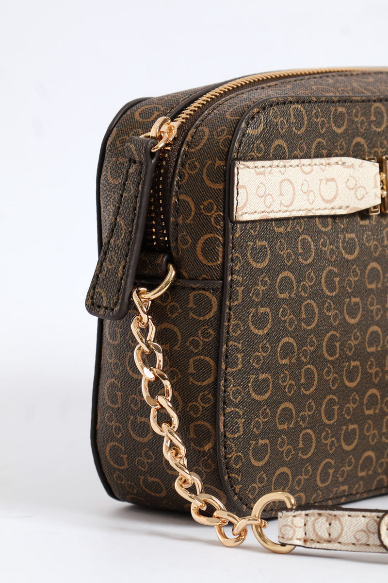 Perrez Mini Crossbody Top Zip Purse - Brown