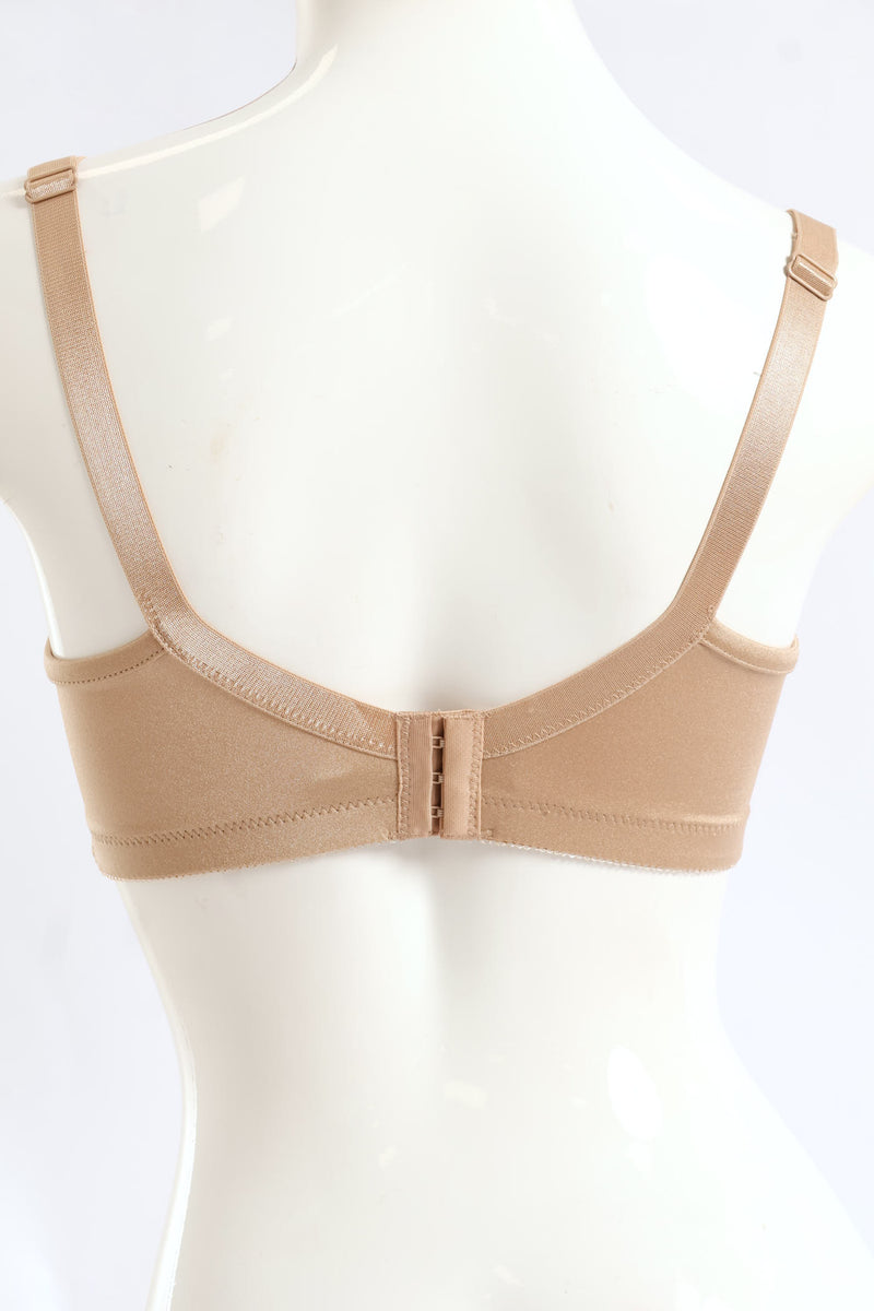 2 Pack Shiny Non-Padded Panel Cup Bra - Beige/White