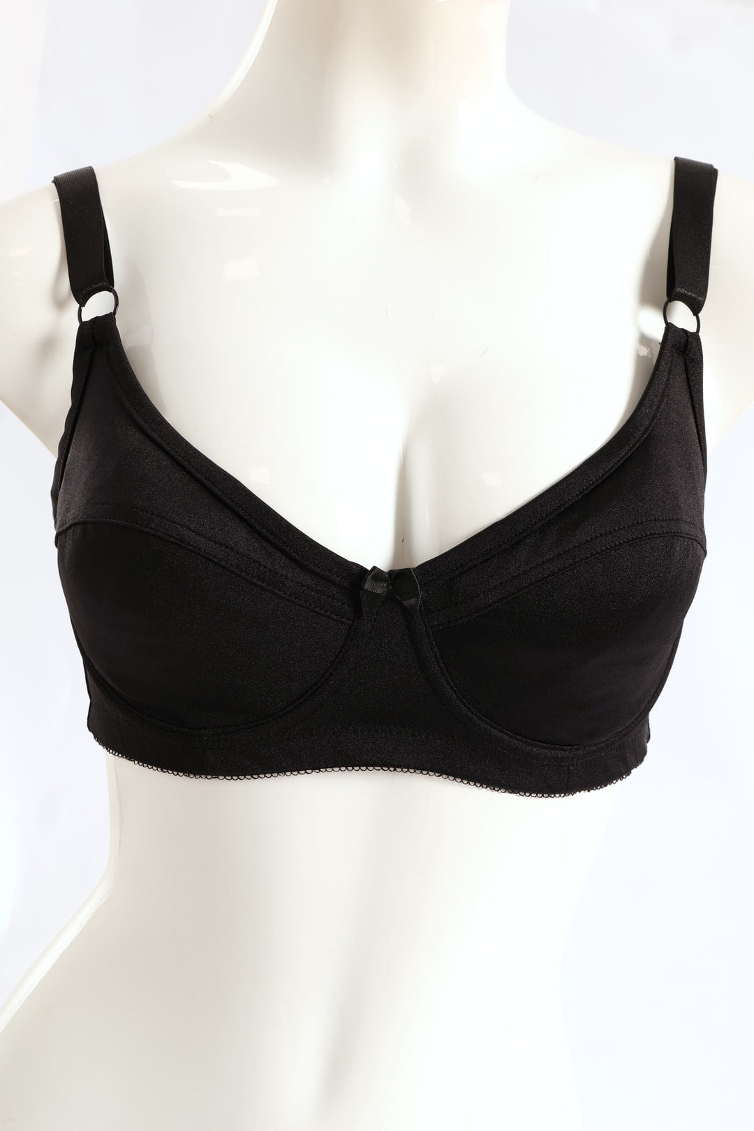 2 Pack Shiny Non-Padded Panel Cup Bra - Mocha/Black