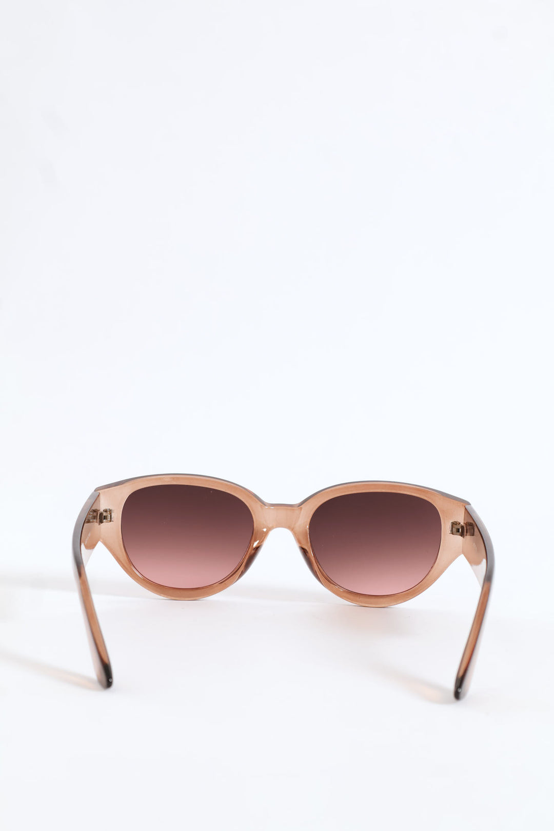 Narrow Oval Cateye Brown Pink Ombre Lense Sunglasses - Taupe