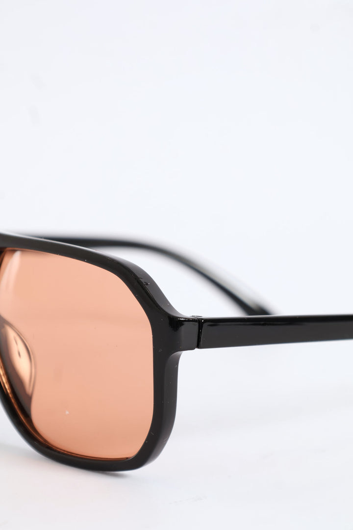 Retro Aviator Sunglasses - Black