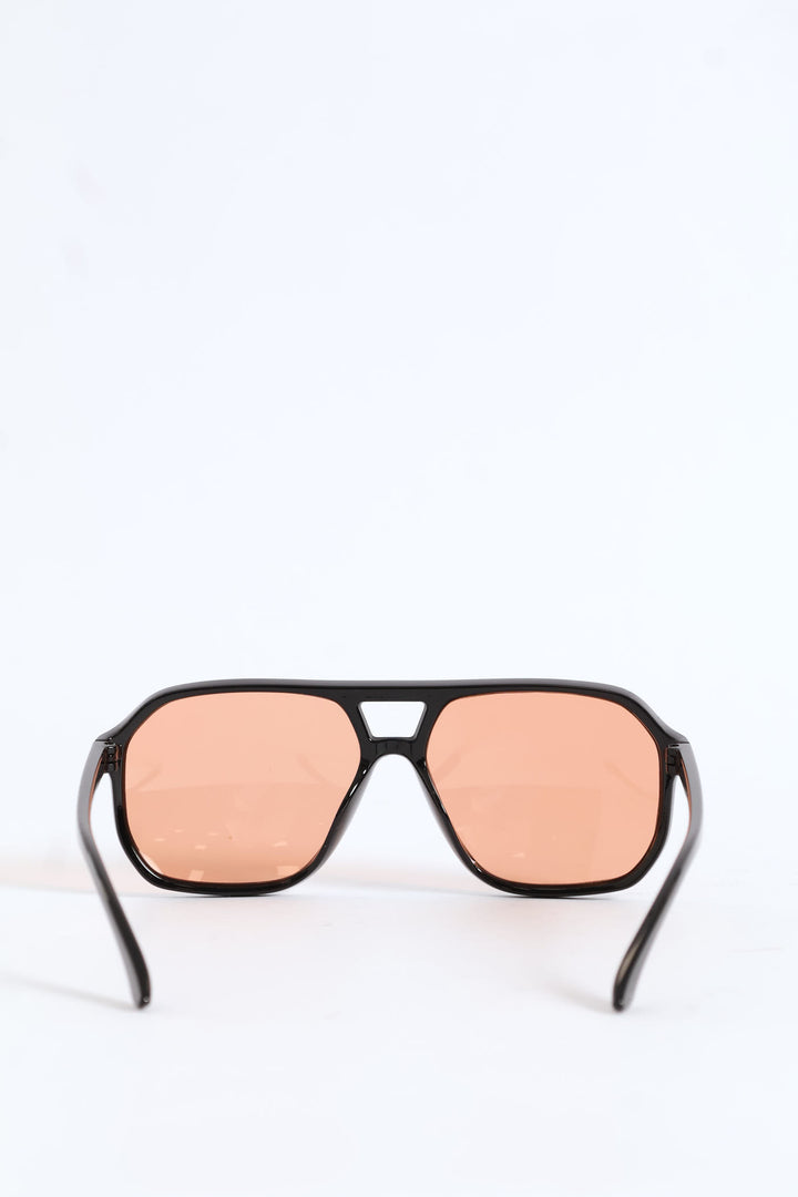 Retro Aviator Sunglasses - Black