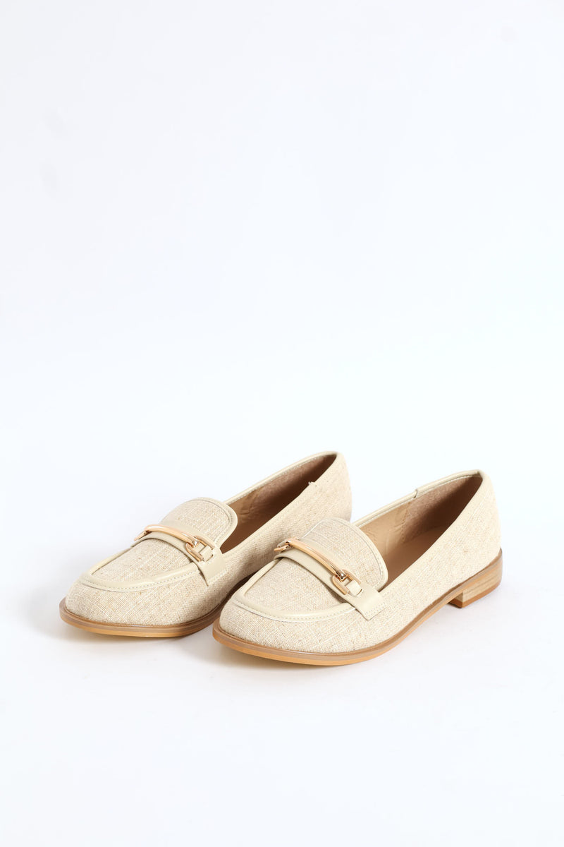 Linen Look Canvas Loafer - Natural