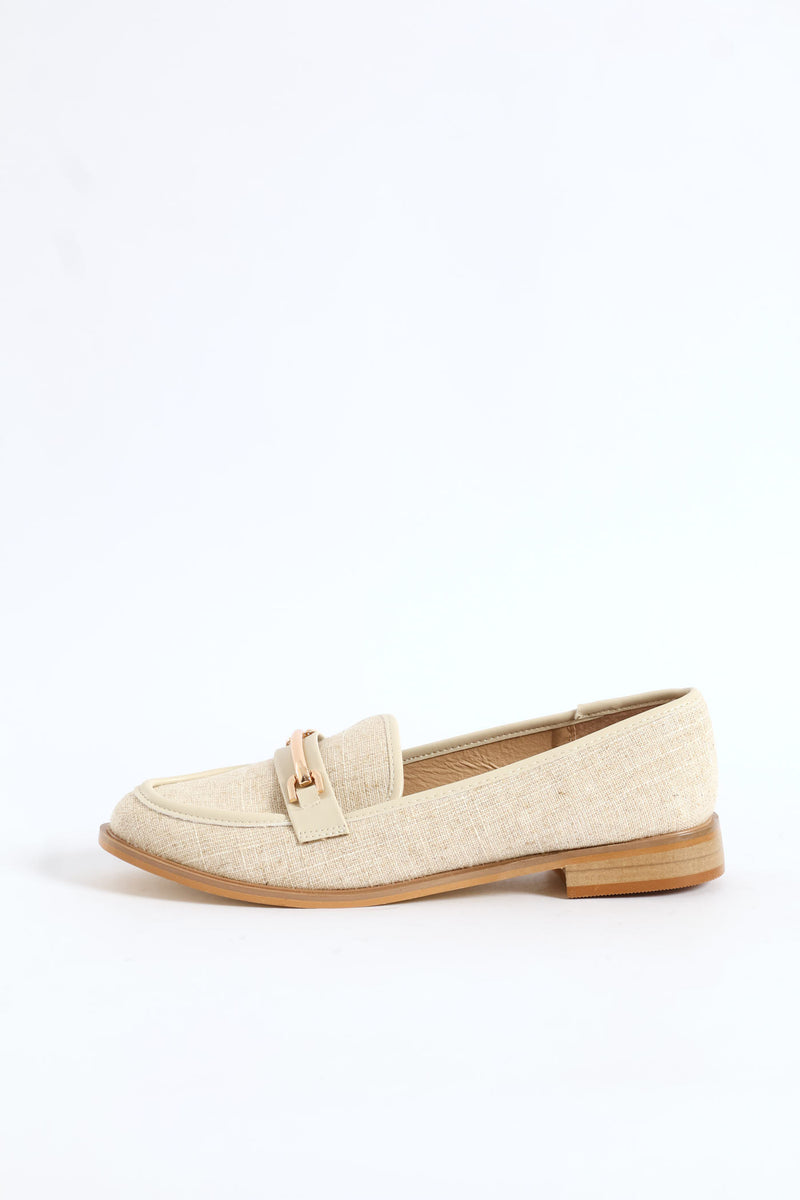 Linen Look Canvas Loafer - Natural