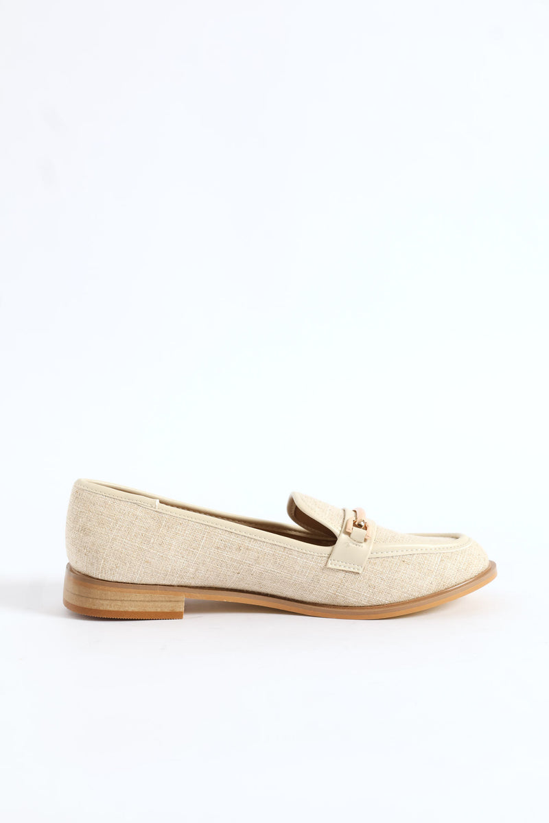 Linen Look Canvas Loafer - Natural