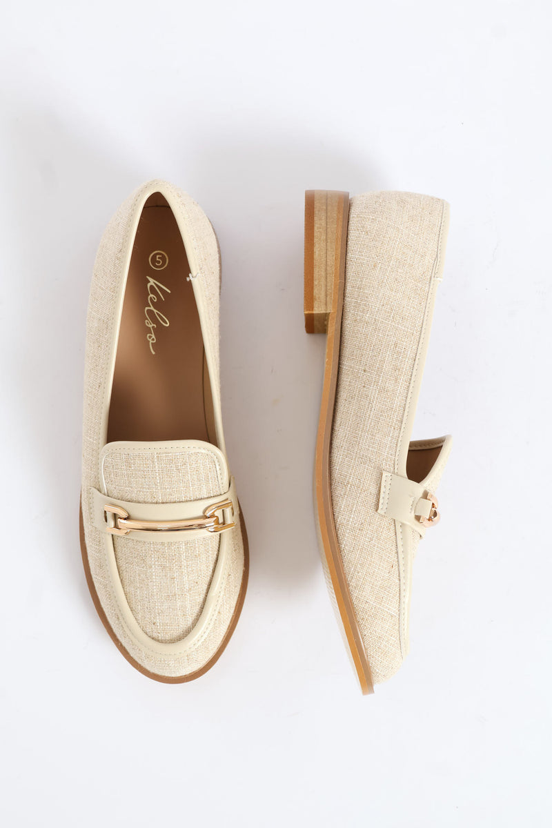 Linen Look Canvas Loafer - Natural