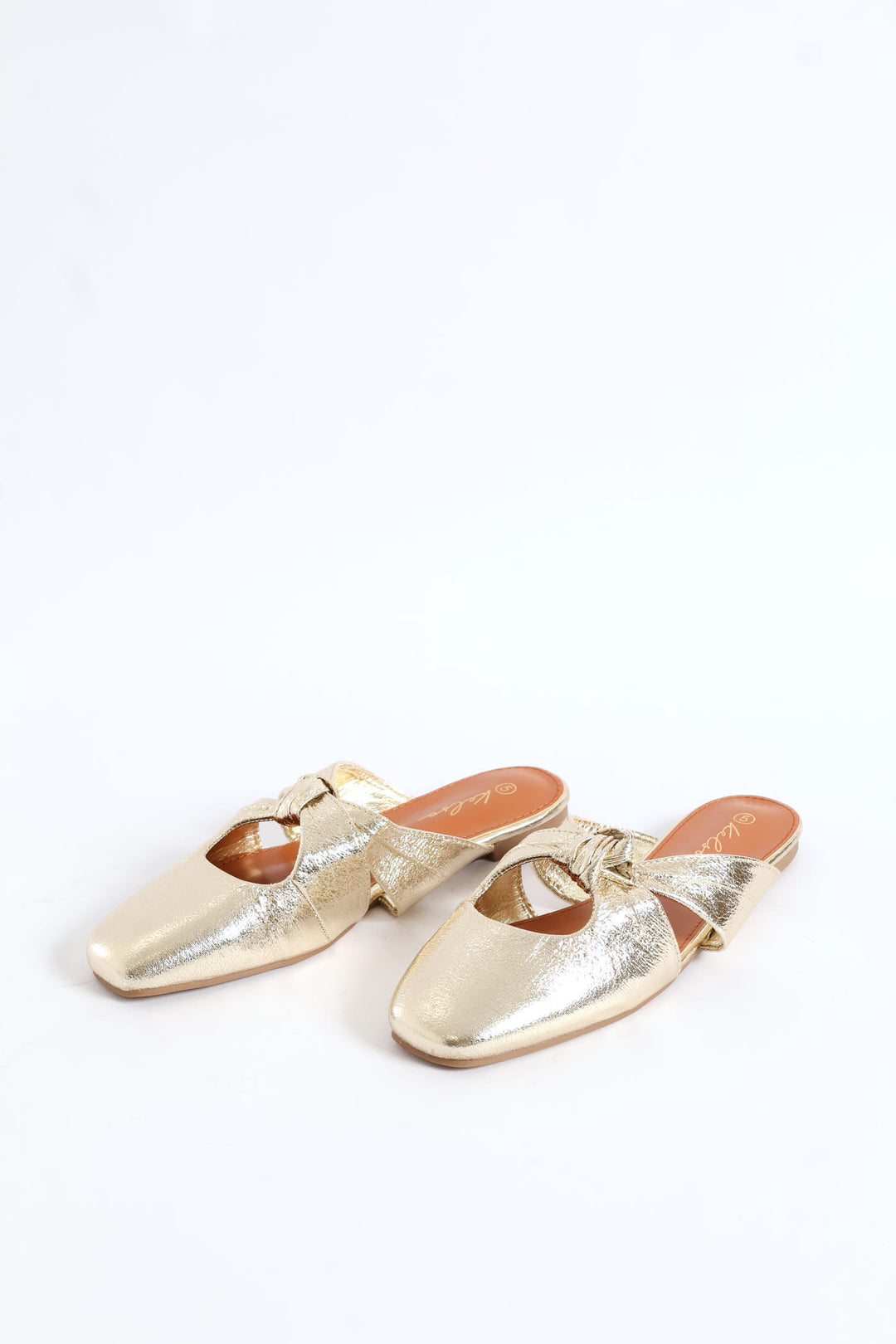Square Toe Knotted Mule - Gold