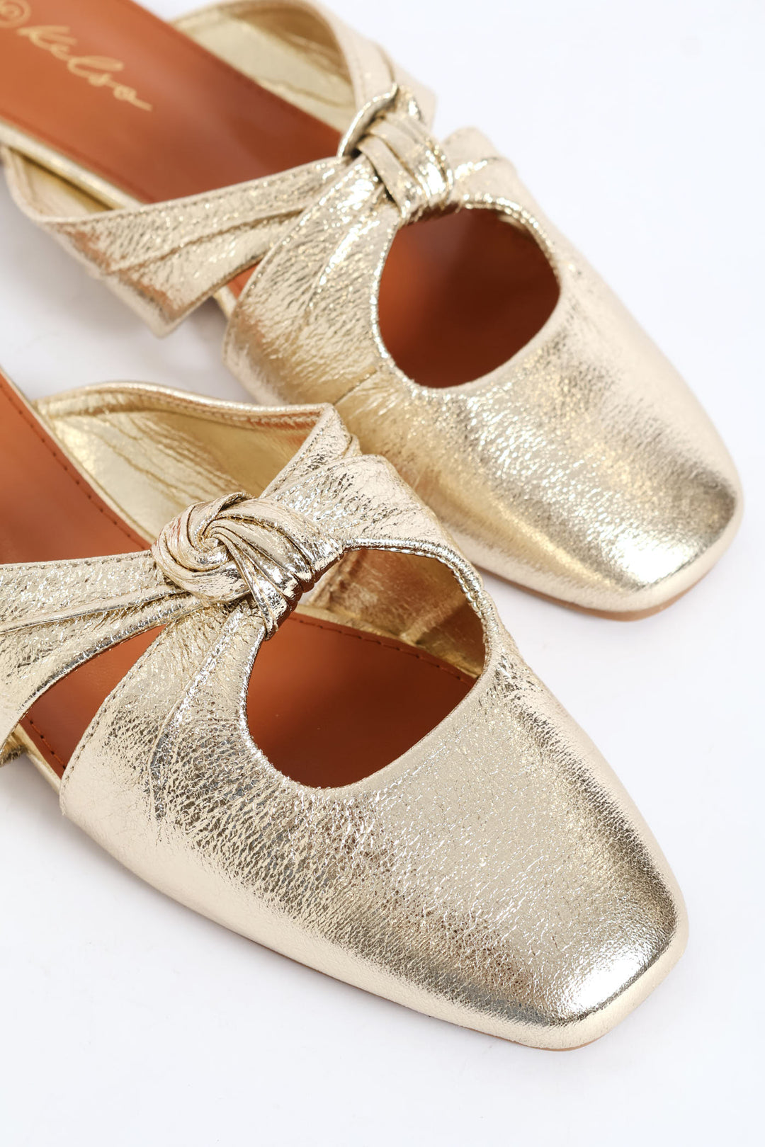 Square Toe Knotted Mule - Gold