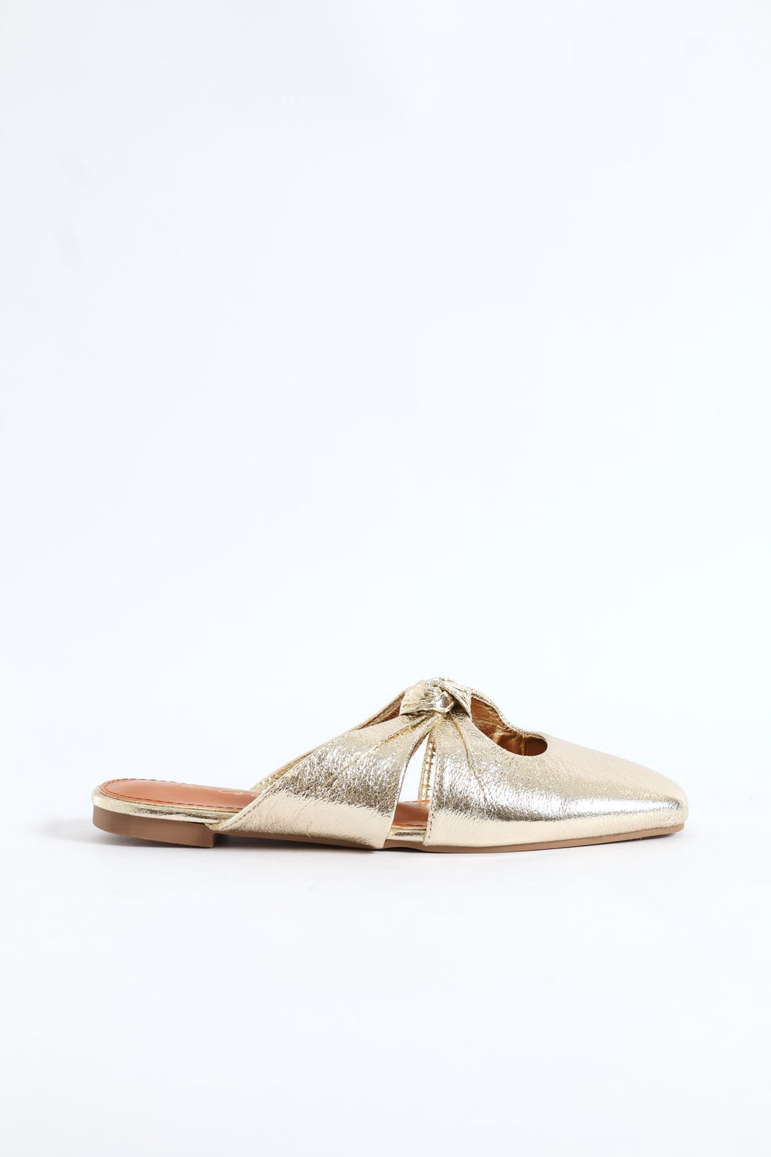 Square Toe Knotted Mule - Gold