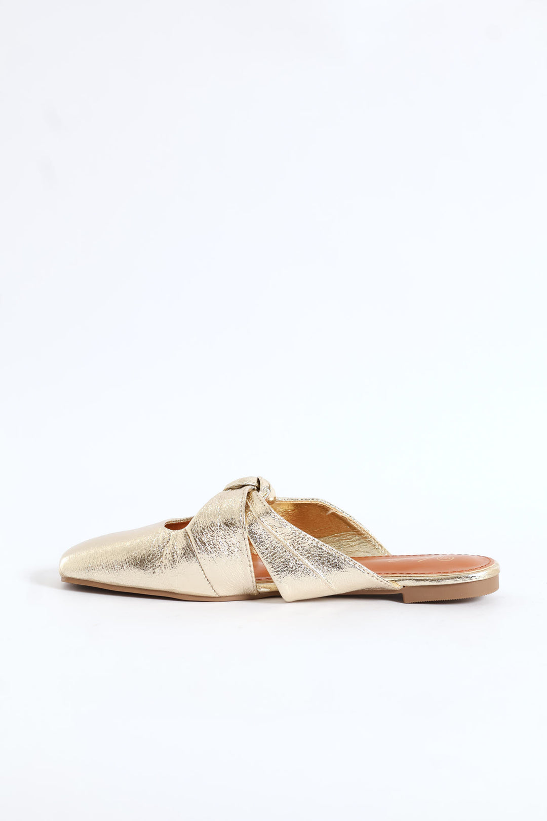 Square Toe Knotted Mule - Gold