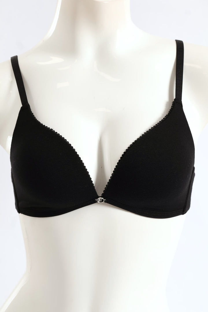 2 Pack Non Wired Pointelle Bra - Black/Grey Melange