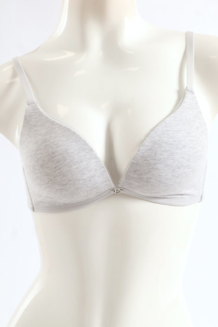 2 Pack Non Wired Pointelle Bra - Black/Grey Melange