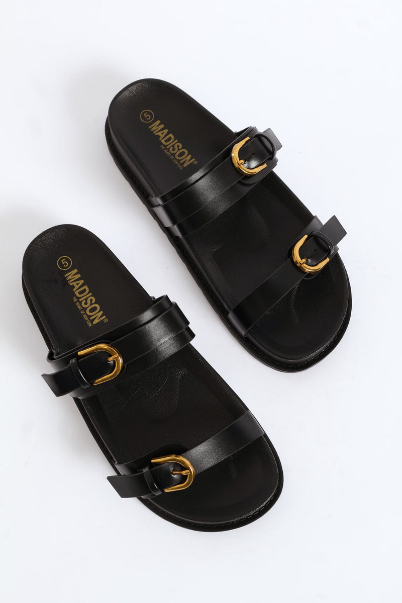 Double Buckle Sandal - Black