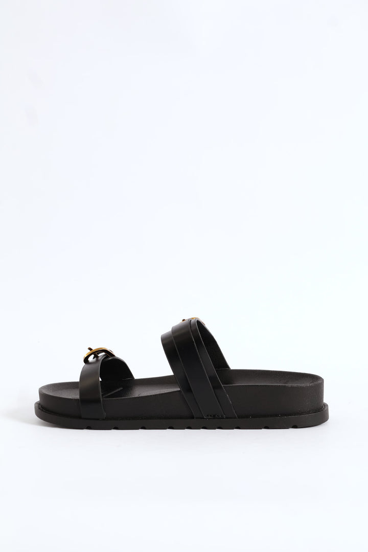 Double Buckle Sandal - Black