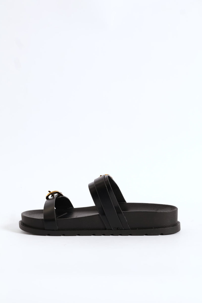 Double Buckle Sandal - Black