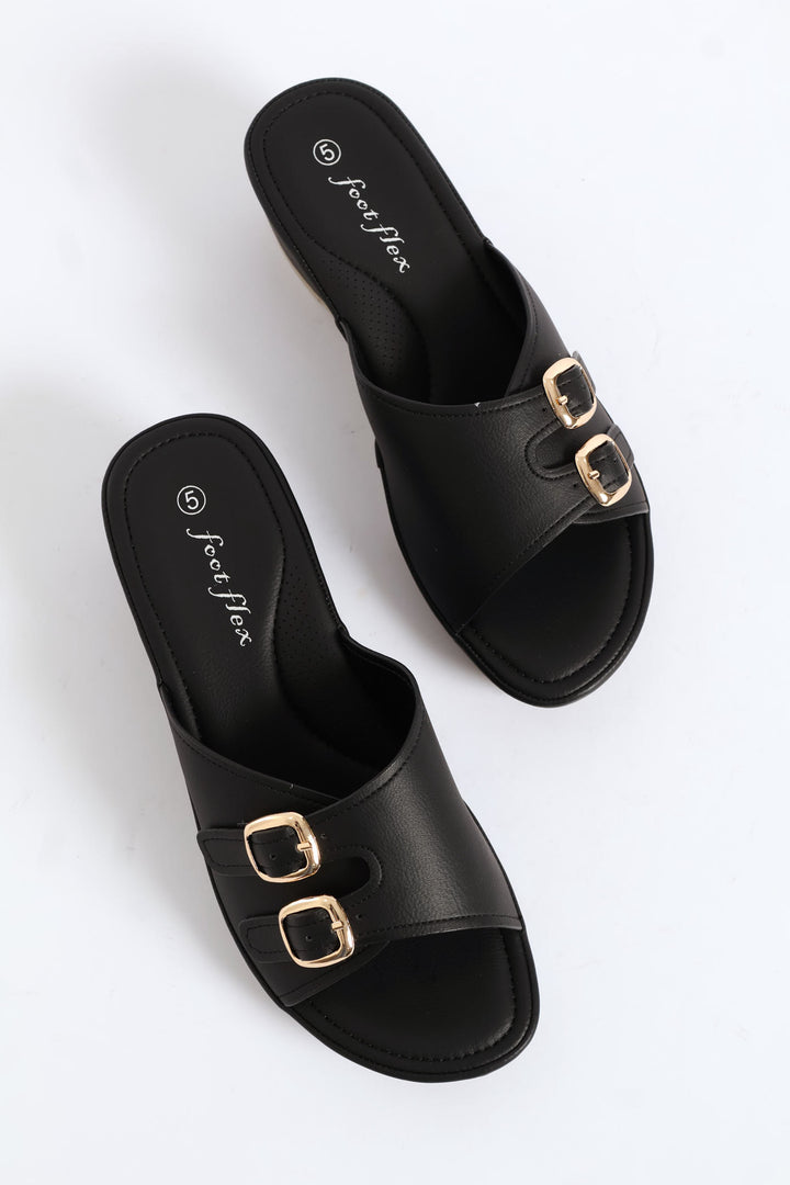 Double Buckle Sandal - Black