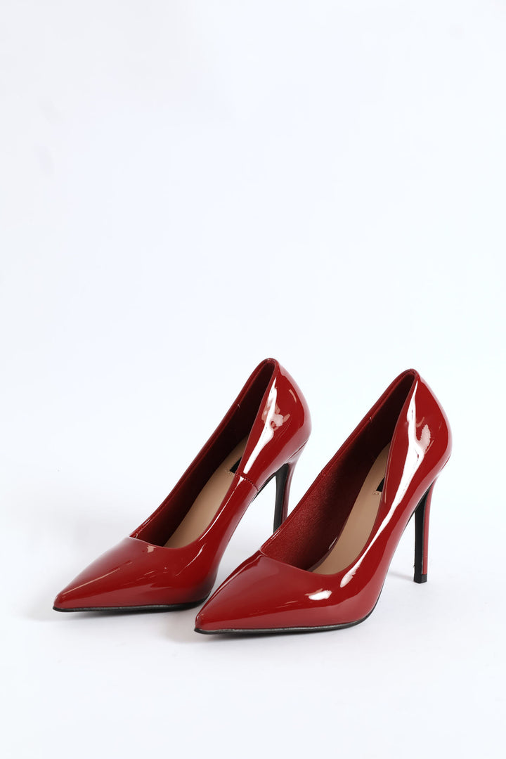 Pointy Patent Heel - Dark Red