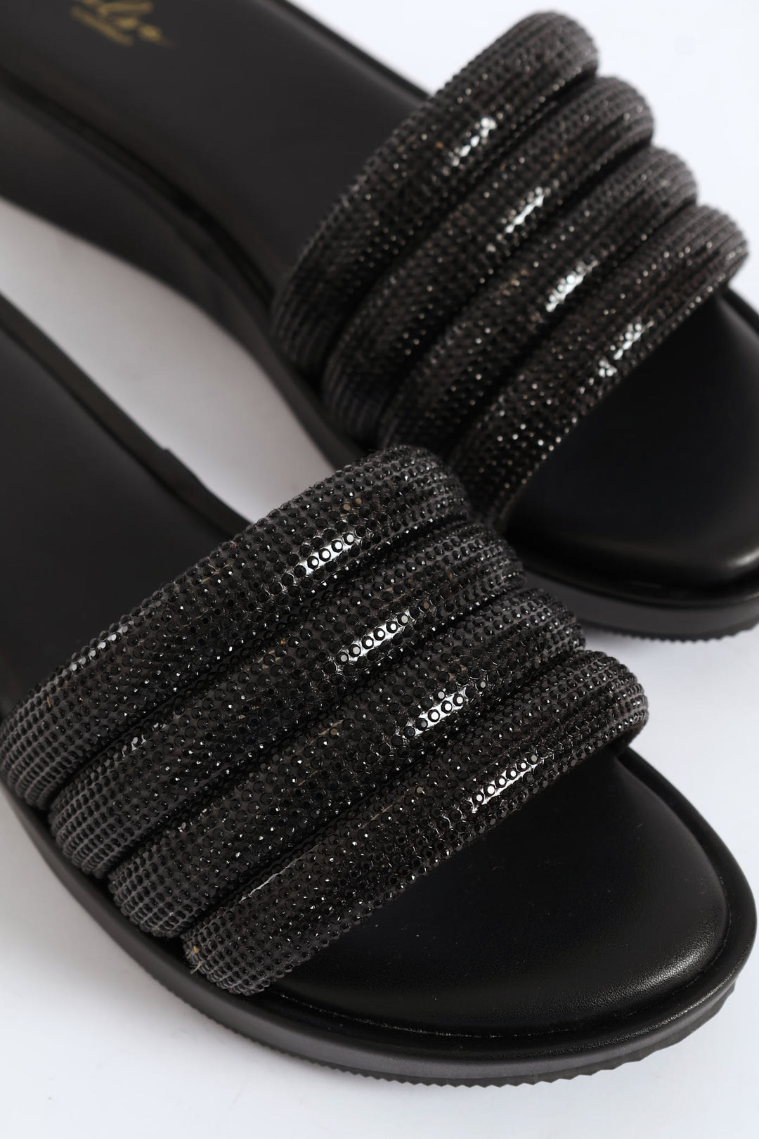 Diamante Strap Sandal - Black