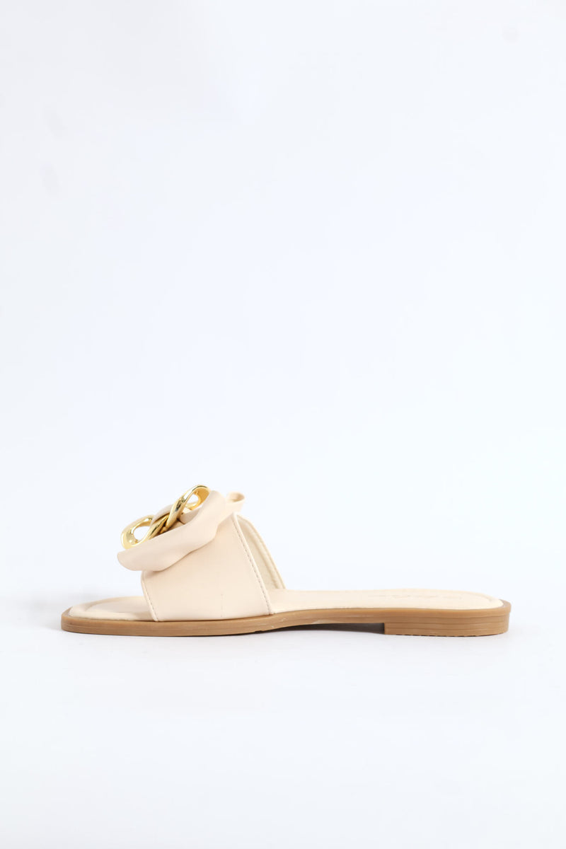 Single Band Sandal With Bow Detail - Off White